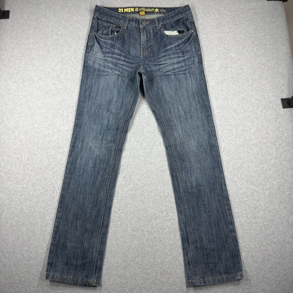 21 Men Forever 21 Straight Leg Jeans Blue Dark Wash Mens 30x32 Denim Pants